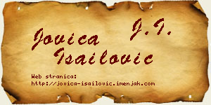Jovica Isailović vizit kartica